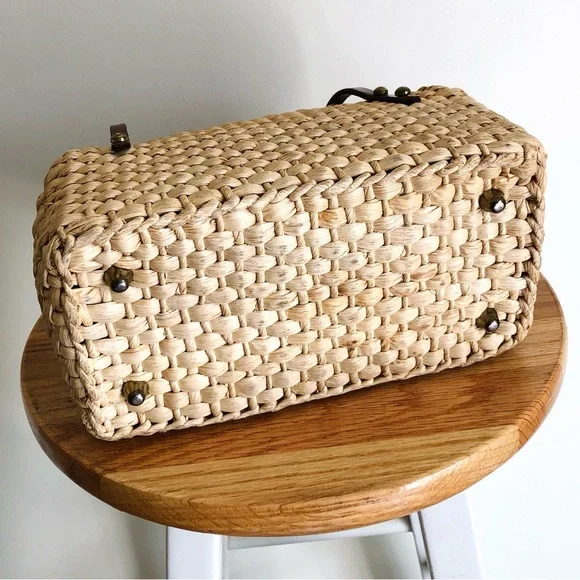 Vintage straw & leather mini tote - Picture 10 of 16